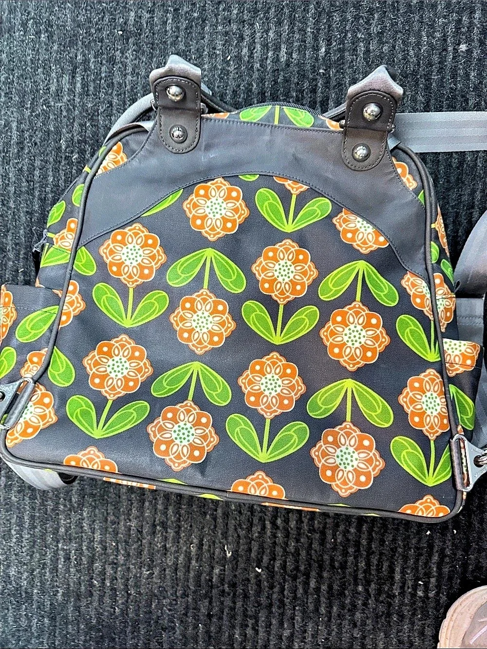 Petunia Pickle Bottom Boxy Backpack Floral Bag Black & Orange